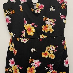 Almost Famous Black Dress with Floral Accents